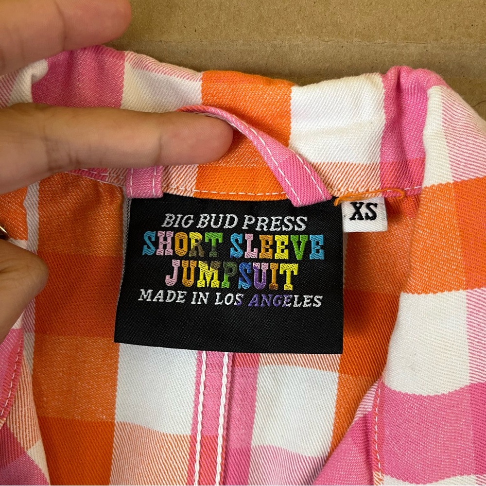 Big Bud Press Pink and Orange Checkered Jumpsuit - Picture 7 of 9